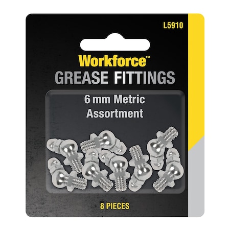 Workforce Grease Fittings, Assortment, Metric, 8-Piece L5910